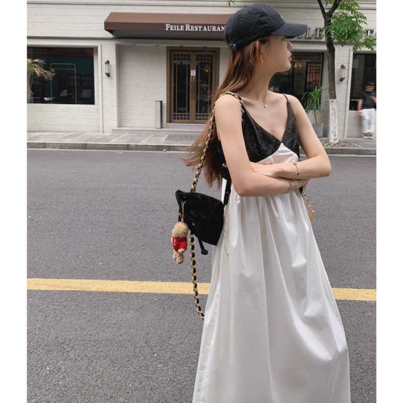 ショート丈カーディガン×ツートンワンピース