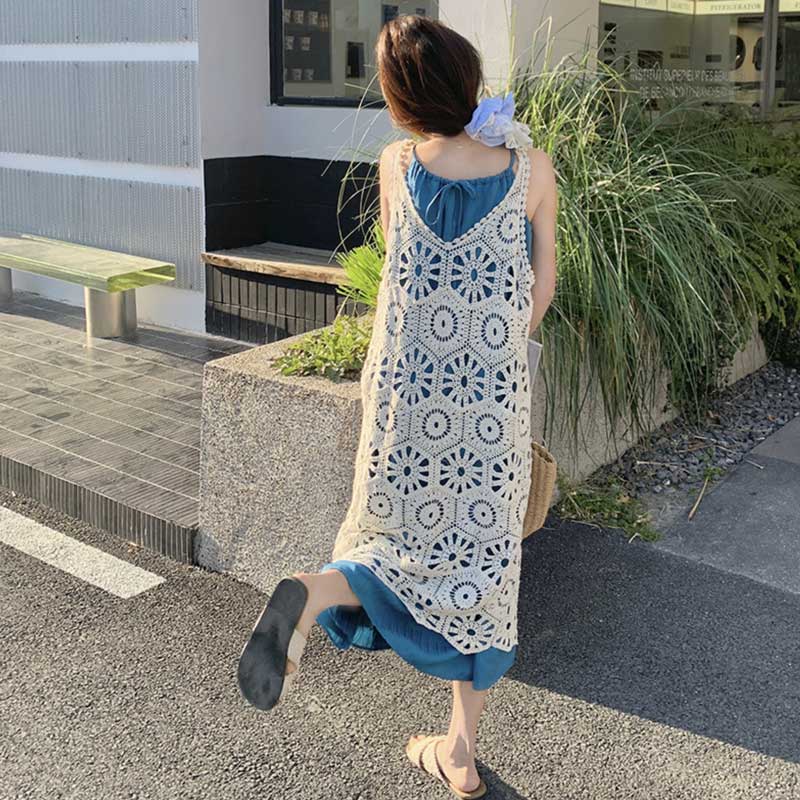 サマーレースニットレイヤードワンピース