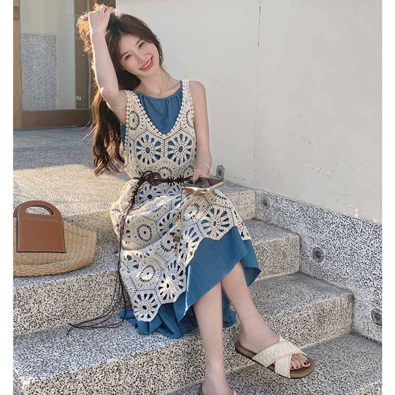 サマーレースニットレイヤードワンピース