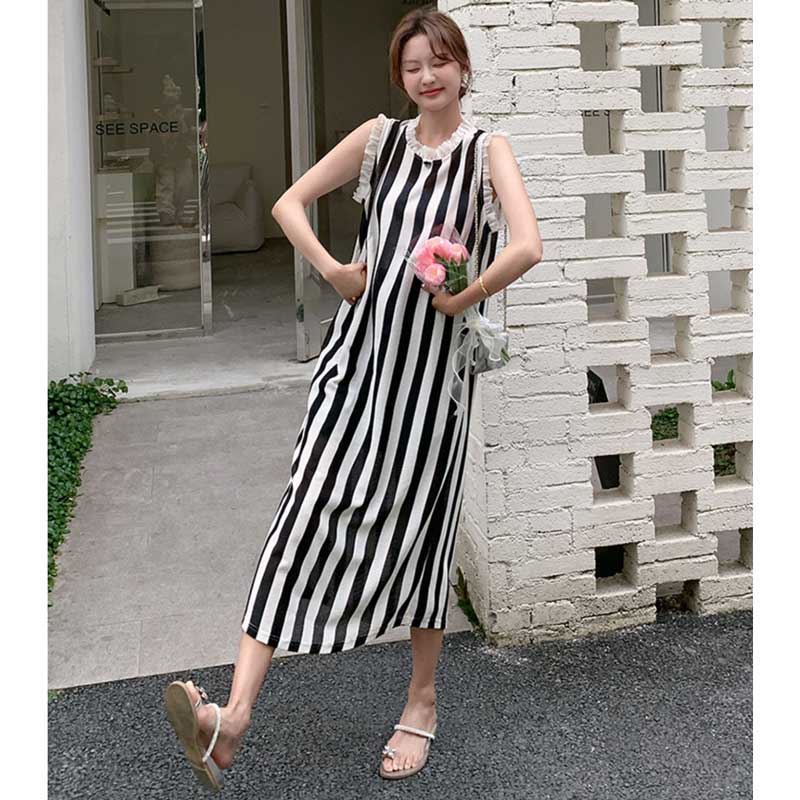 ノースリーブストライプワンピース