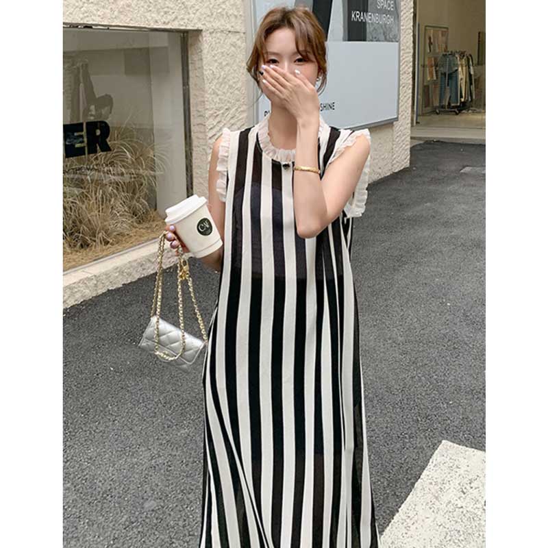 ノースリーブストライプワンピース