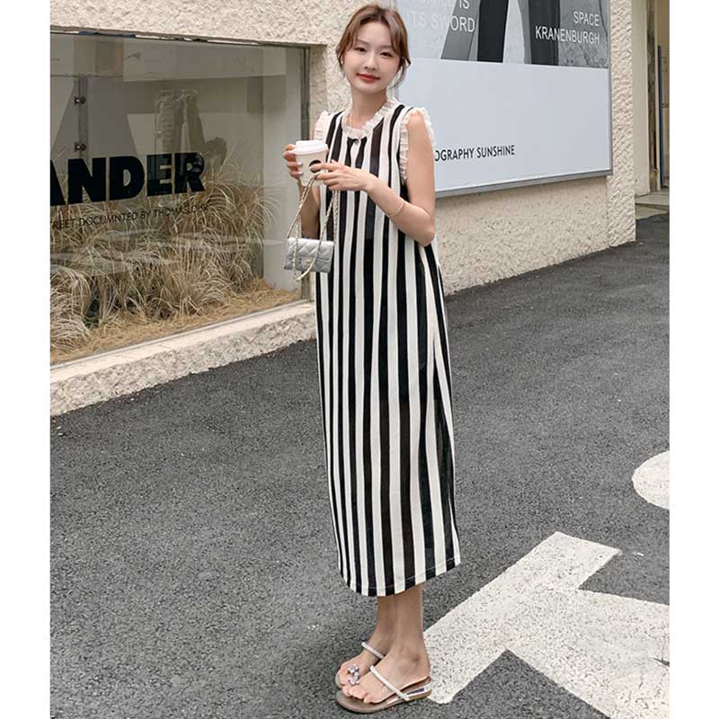 ノースリーブストライプワンピース