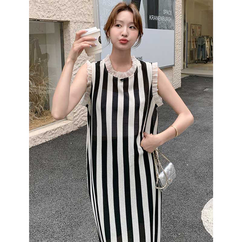 ノースリーブストライプワンピース