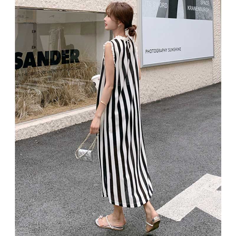 ノースリーブストライプワンピース