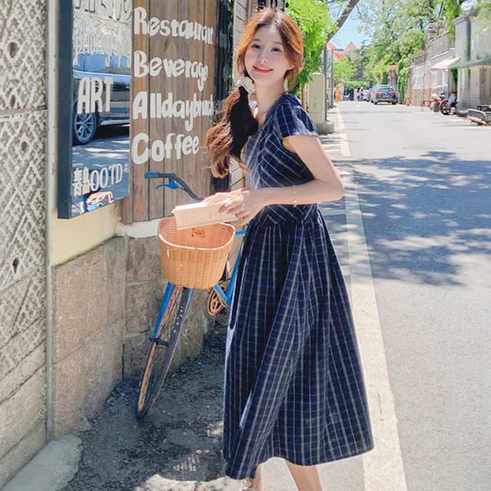 スクエアチェックワンピース