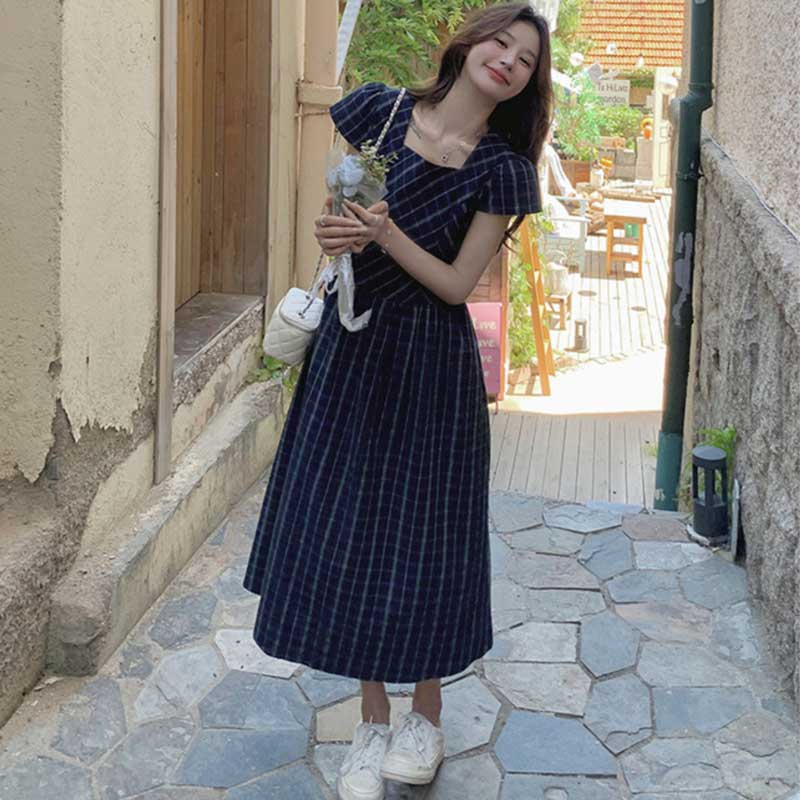 スクエアチェックワンピース