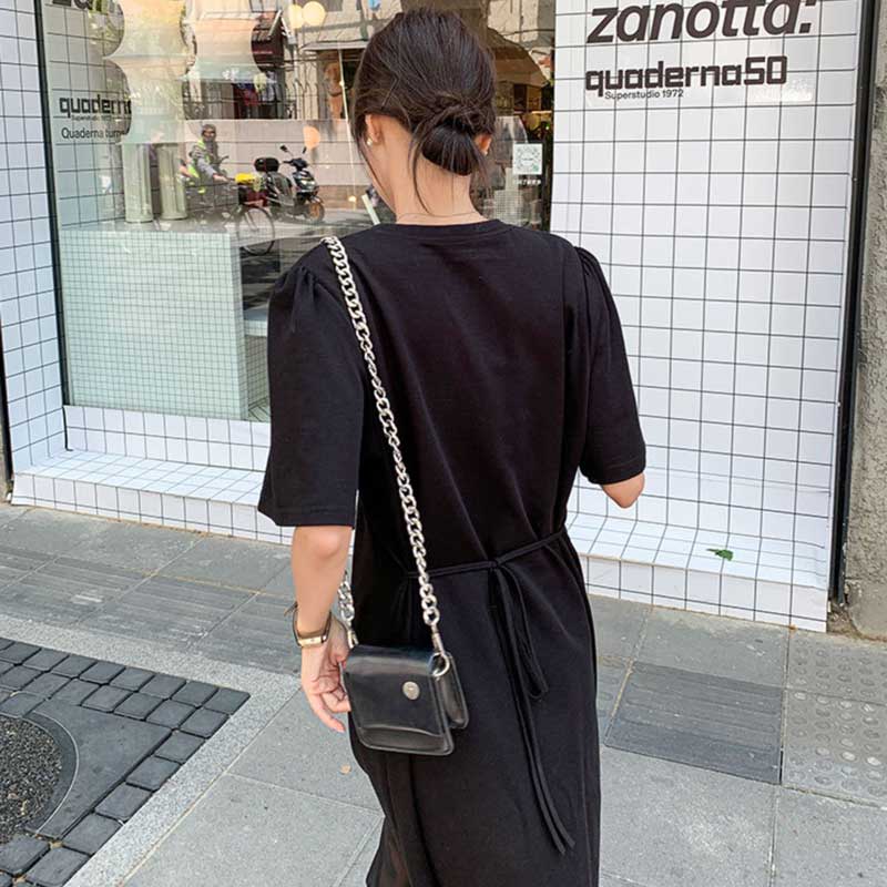ブラックシフォンヘムワンピース