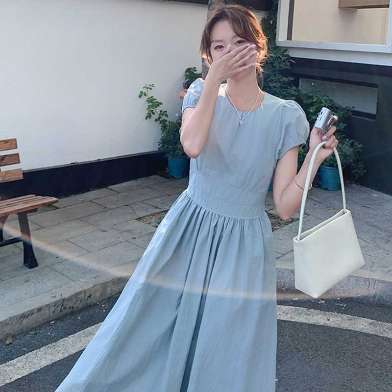 フレンチパフギャザーワンピース