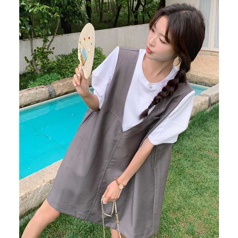 フェイクツーピースワイドワンピース(2colors)