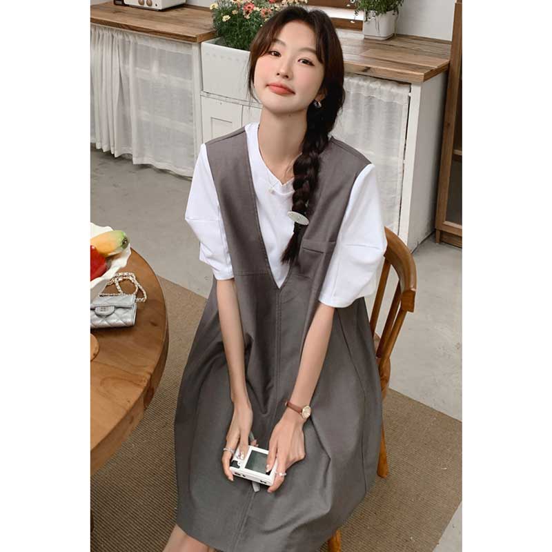 フェイクツーピースワイドワンピース(2colors)