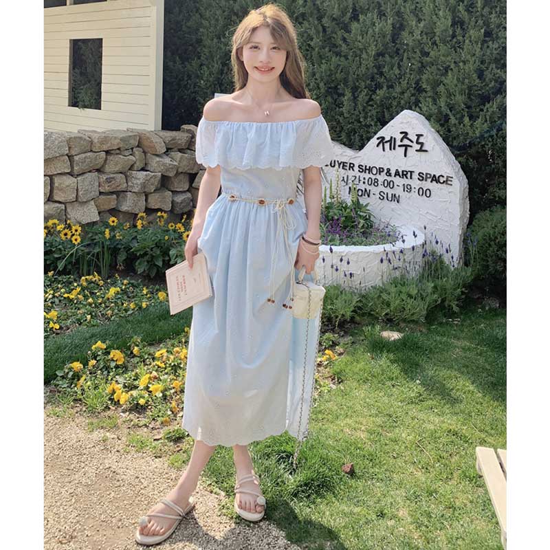 ミスティブルーオフショルダーワンピース