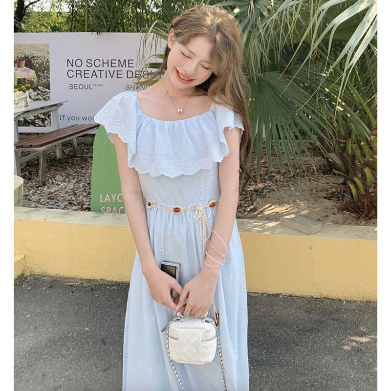 ミスティブルーオフショルダーワンピース