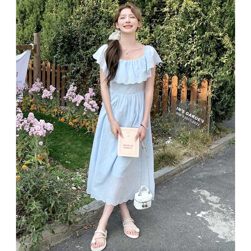 ミスティブルーオフショルダーワンピース