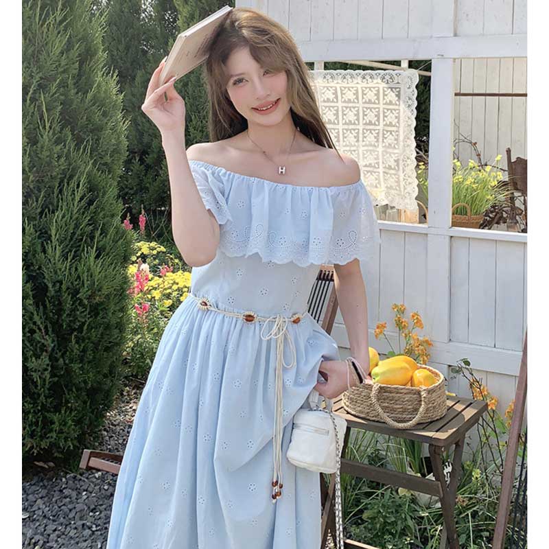 ミスティブルーオフショルダーワンピース