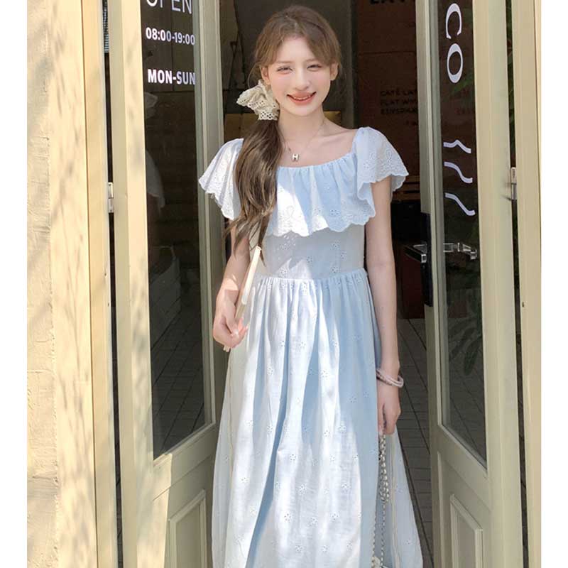 ミスティブルーオフショルダーワンピース