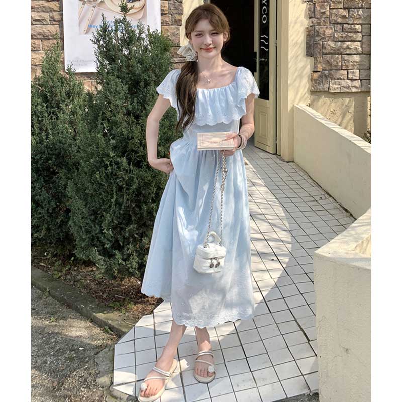 ミスティブルーオフショルダーワンピース