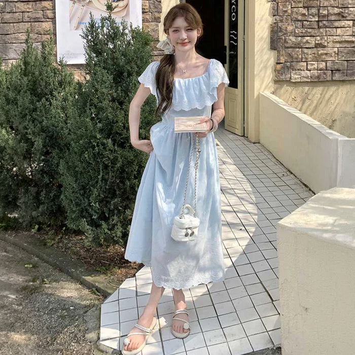 ミスティブルーオフショルダーワンピース