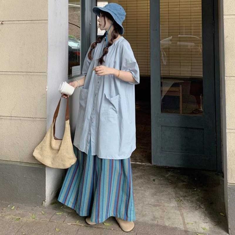 ノーカラータックシャツワンピース