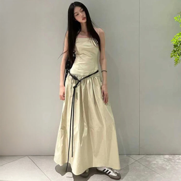 ロングフレアスカートキャミソールワンピース