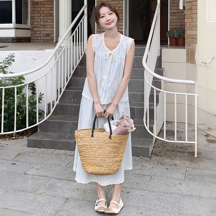 ナチュラルストライプセットアップ