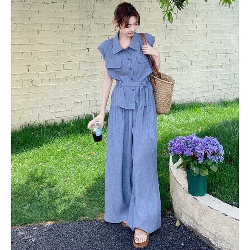 ウエストマークワイドシルエットセットアップ