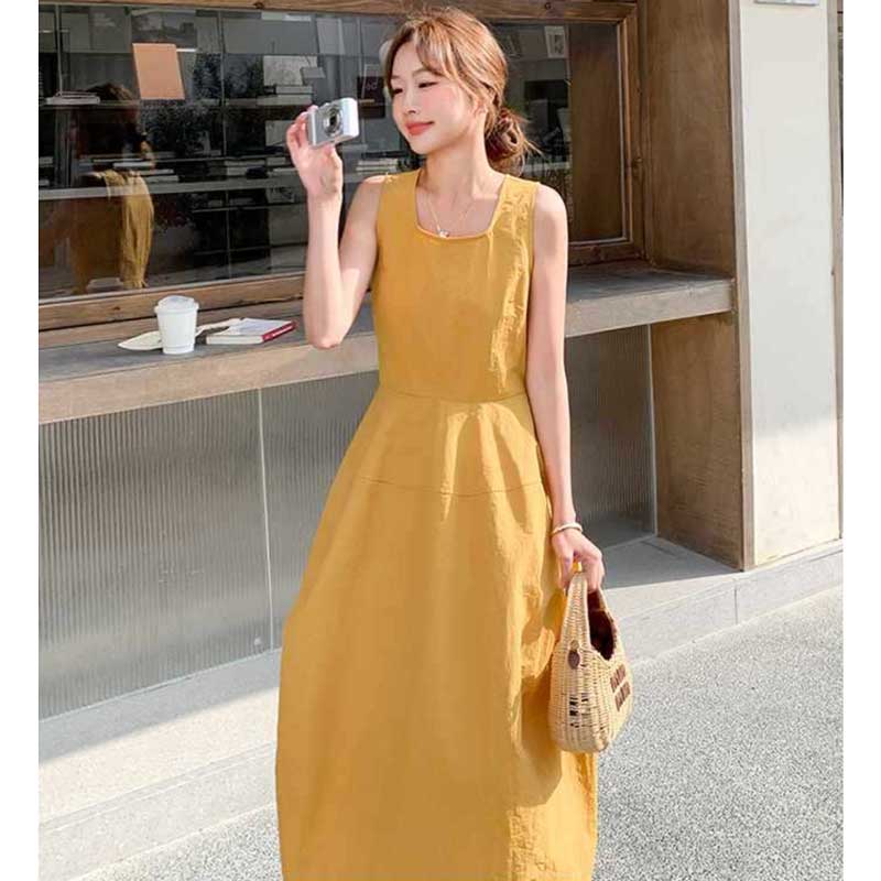 ノースリーブフレアロングワンピース