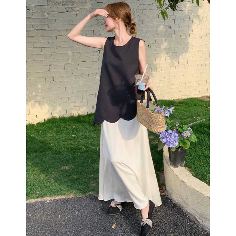 バイカラーノースリーブワンピース