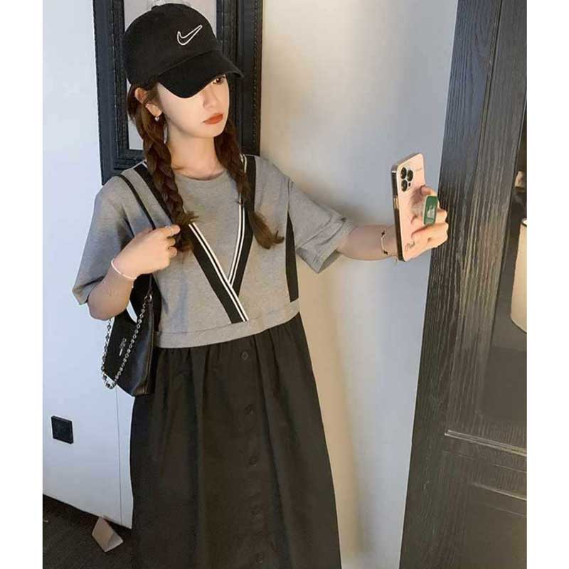 Vネック風ドッキングワンピース(2colors)