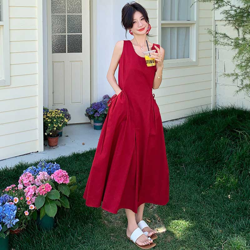 サイドギャザーフレアワンピース(2colors)