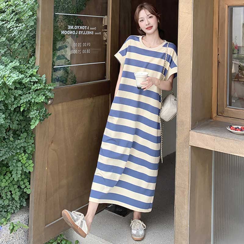 ボーダーTシャツロングワンピース