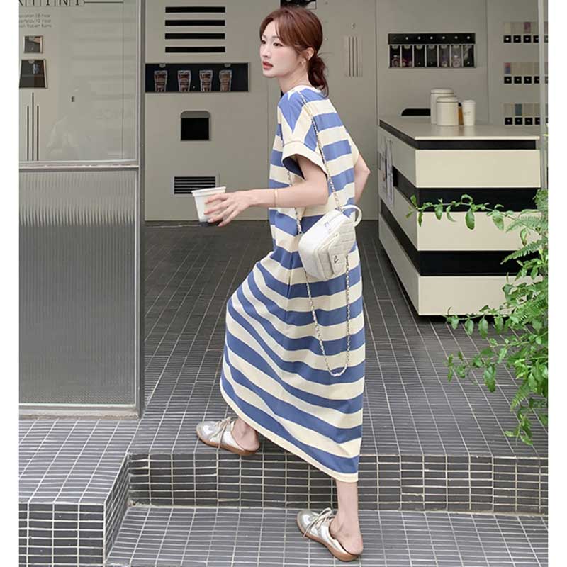 ボーダーTシャツロングワンピース