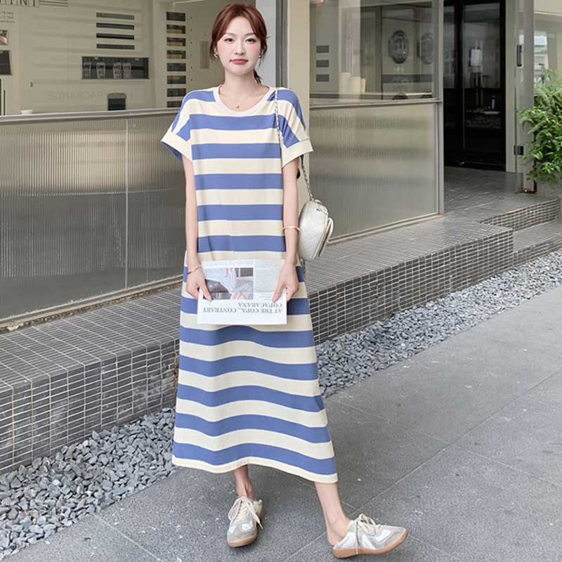 ボーダーTシャツロングワンピース