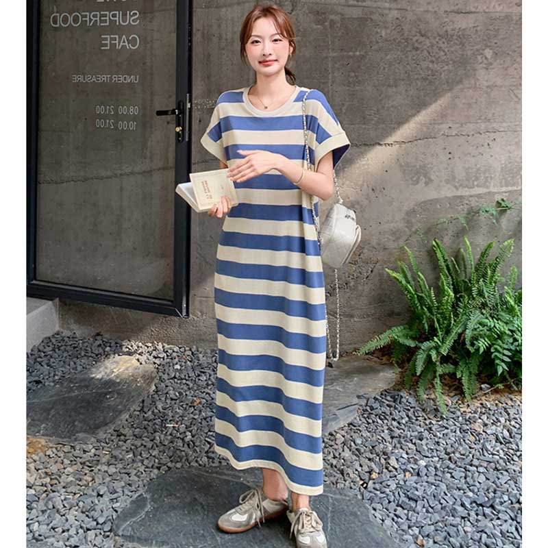 ボーダーTシャツロングワンピース