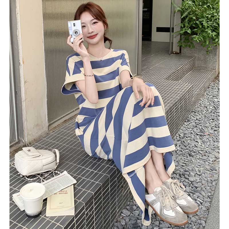 ボーダーTシャツロングワンピース