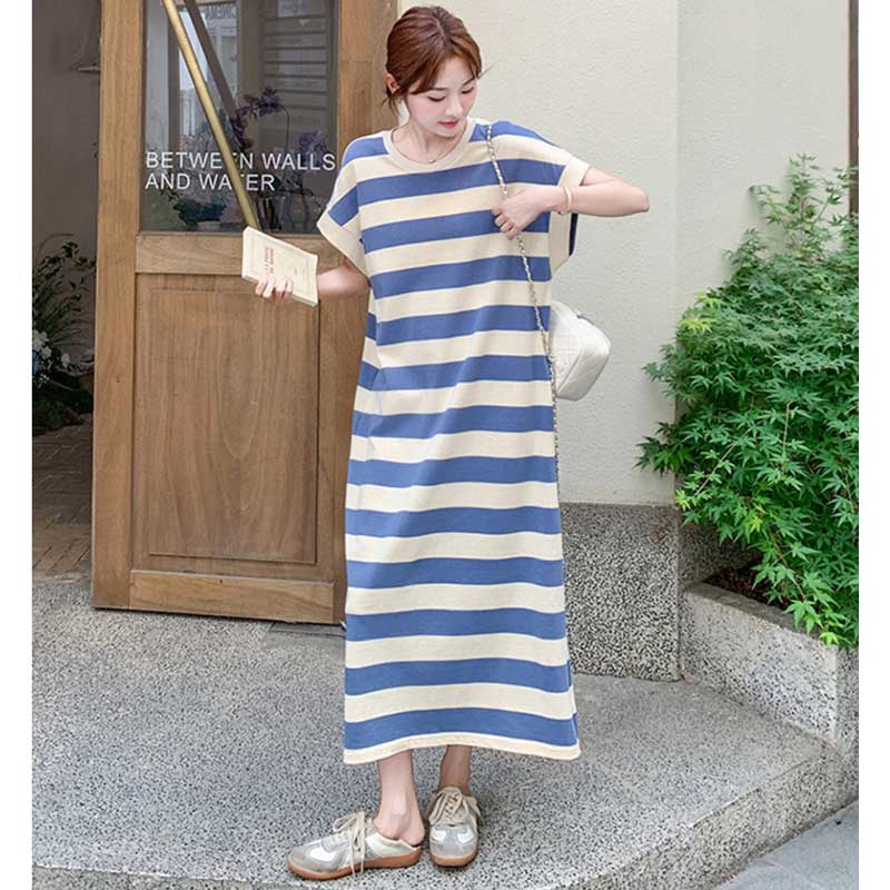 ボーダーTシャツロングワンピース