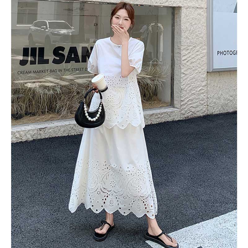 レース刺繍カットワークセットアップ