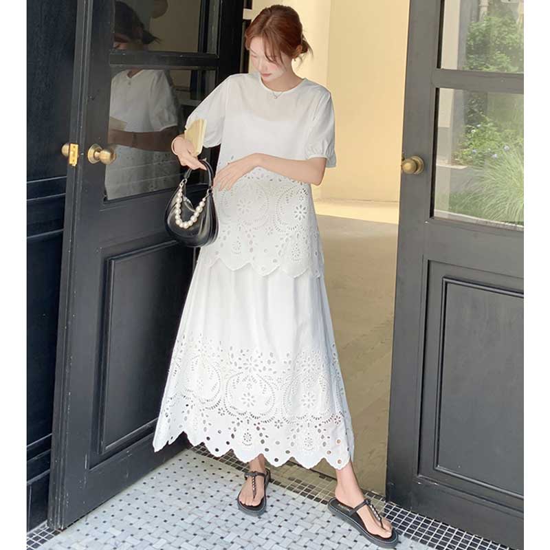 レース刺繍カットワークセットアップ