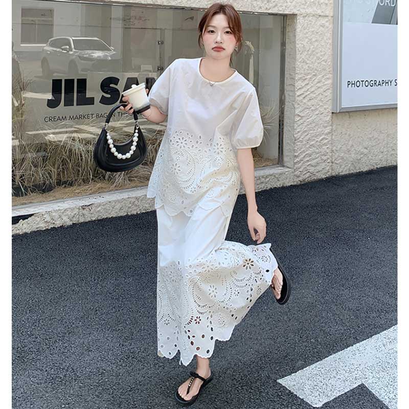 レース刺繍カットワークセットアップ