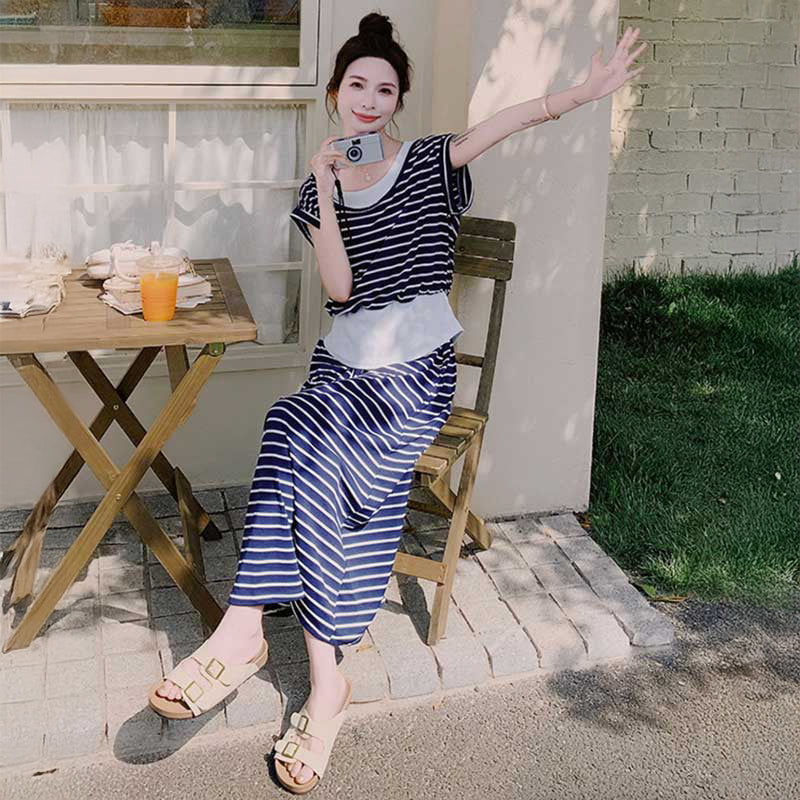 ルーズフィットボーダーワンピース(2colors)