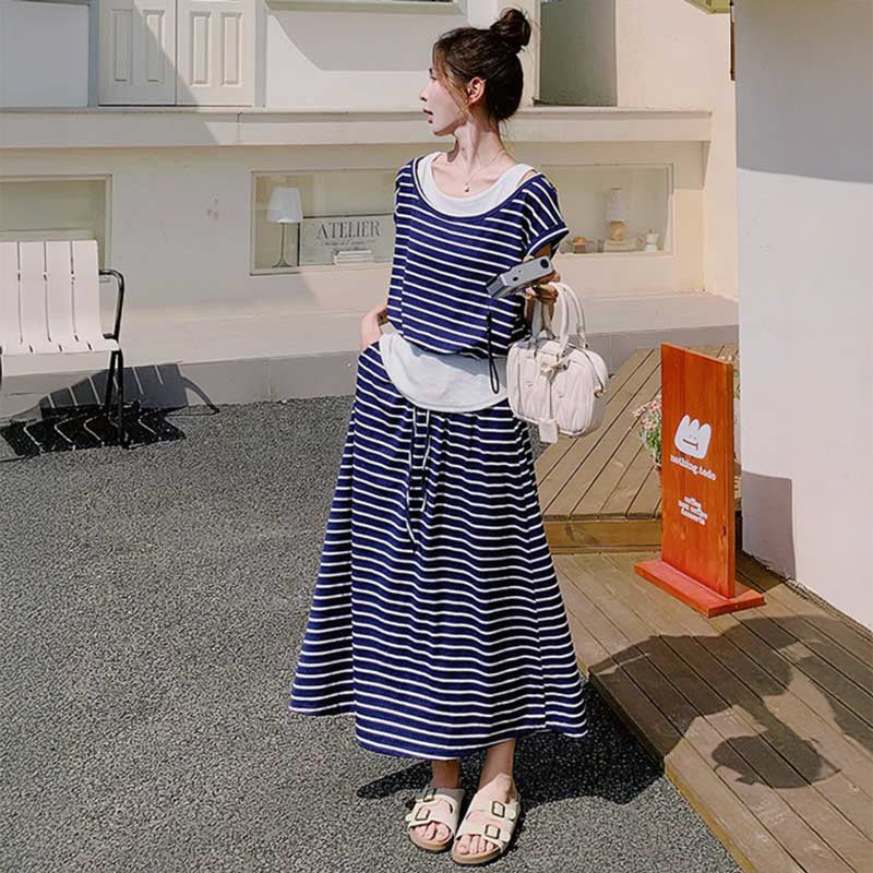 ルーズフィットボーダーワンピース(2colors)