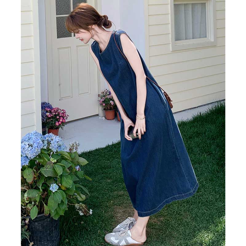 ノースリーブデニムワンピース
