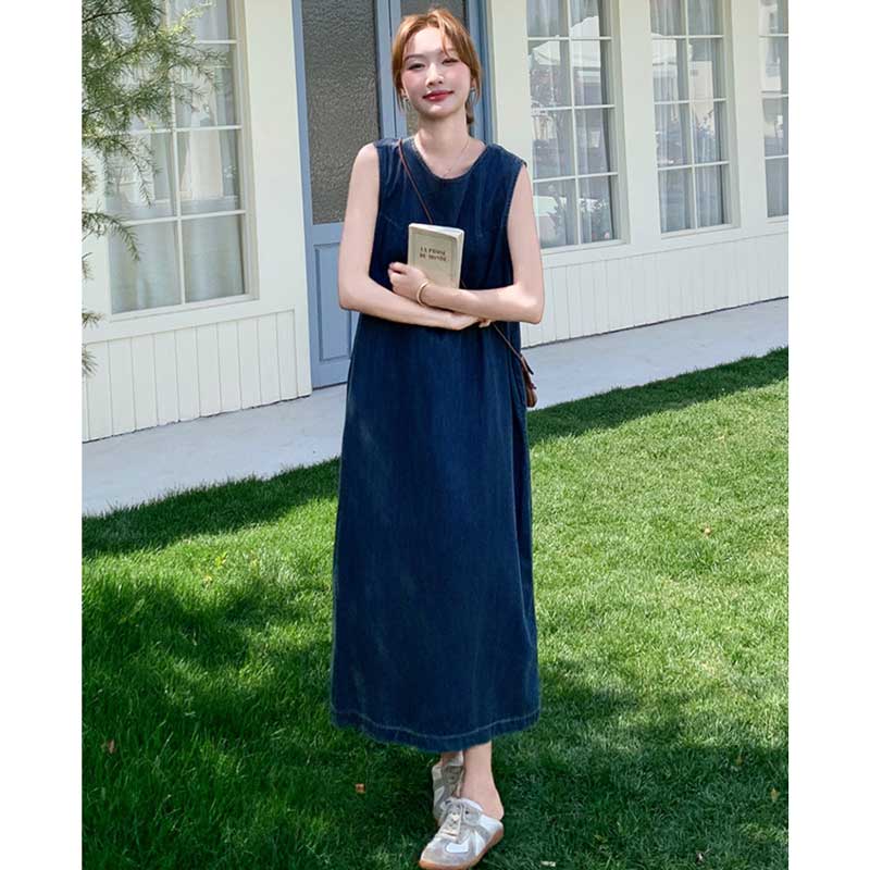 ノースリーブデニムワンピース