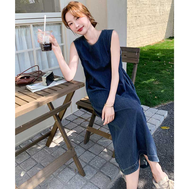 ノースリーブデニムワンピース