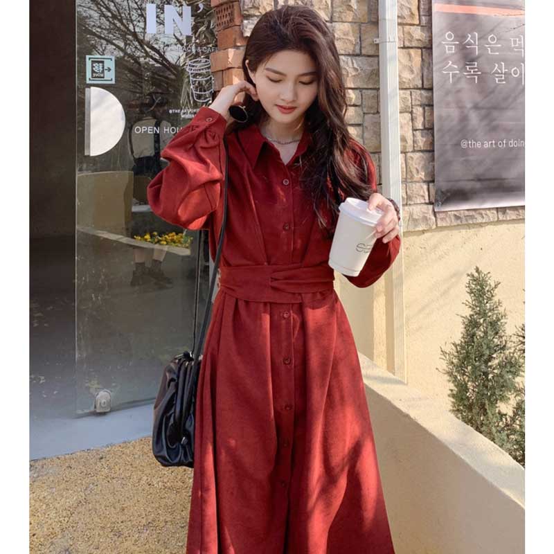 ウエストマークスエードワンピース(2colors)