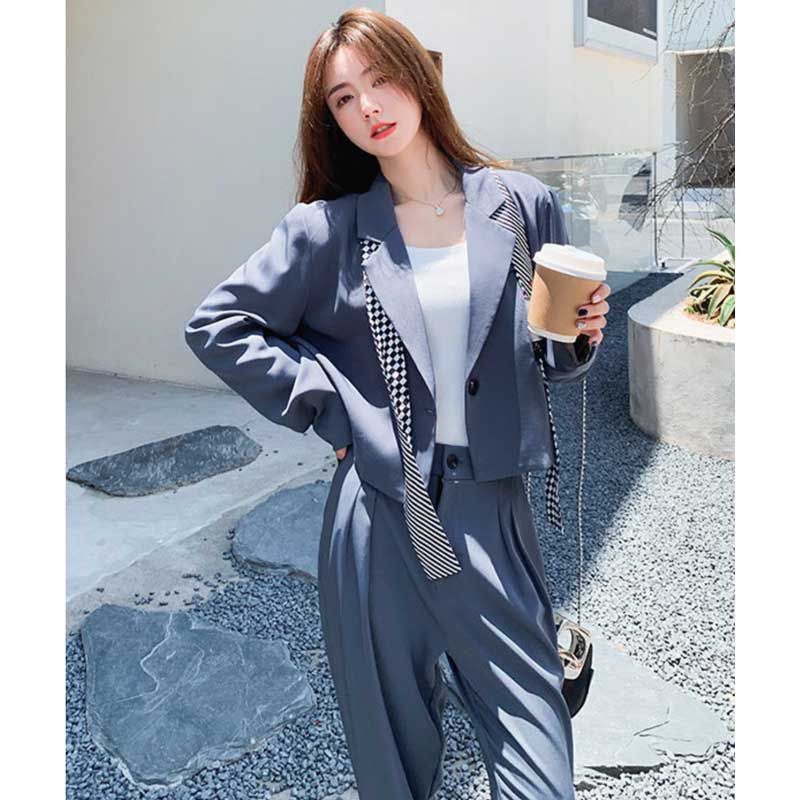 ショート丈テーラードジャケット×タックワイドパンツ(2colors)