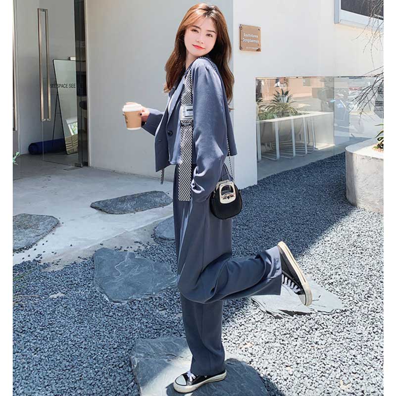 ショート丈テーラードジャケット×タックワイドパンツ(2colors)