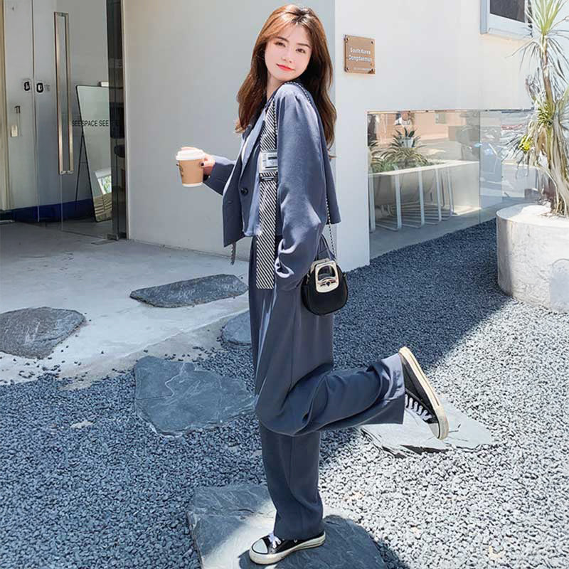 ショート丈テーラードジャケット×タックワイドパンツ(2colors)