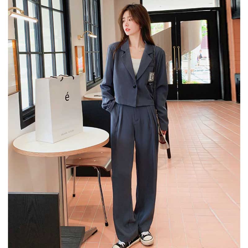 ショート丈テーラードジャケット×タックワイドパンツ(2colors)