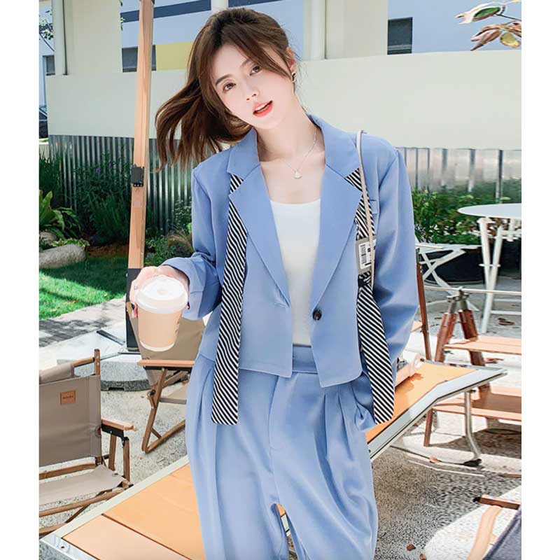 ショート丈テーラードジャケット×タックワイドパンツ(2colors)