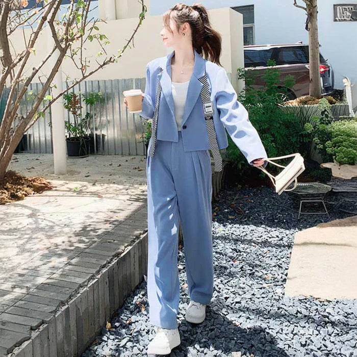 ショート丈テーラードジャケット×タックワイドパンツ(2colors)